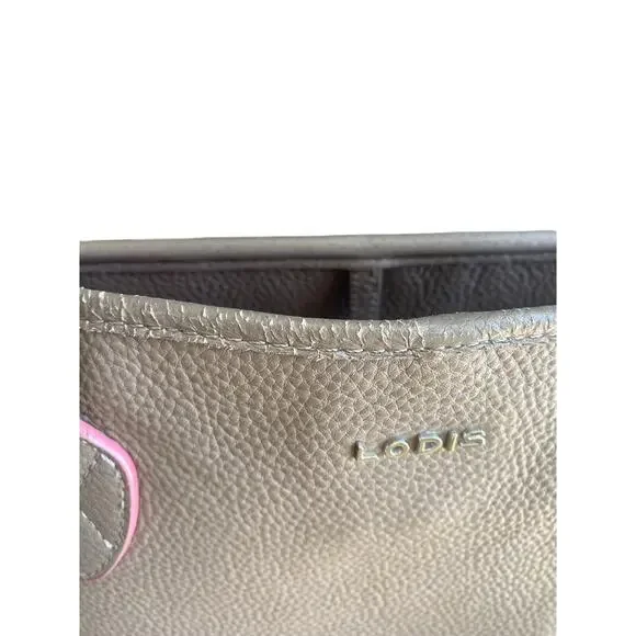 Lodis Bliss Tan And Pink Large Pebbled Leather Tote Bag - Picture 3 of 9